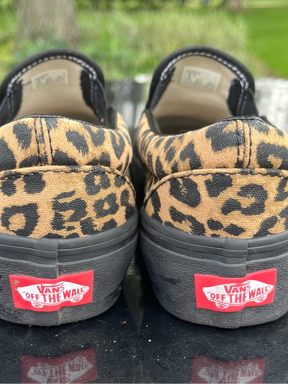 Vans Leopard Print Slip-On Loafers - Black & Tan size 6 - Picture 3 of 7